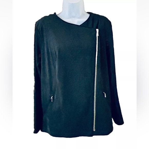 J. Jill Faux Suede Zip Up Soft Moto Jacket Black Women’s Size M - Picture 2 of 12